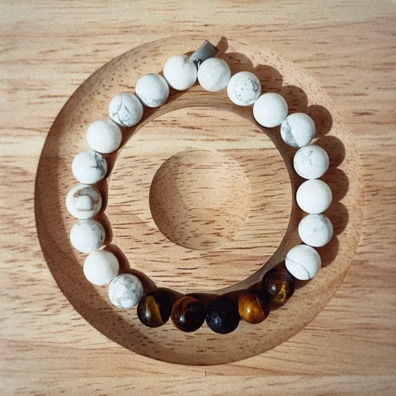 bracelet howlite tigre et lave