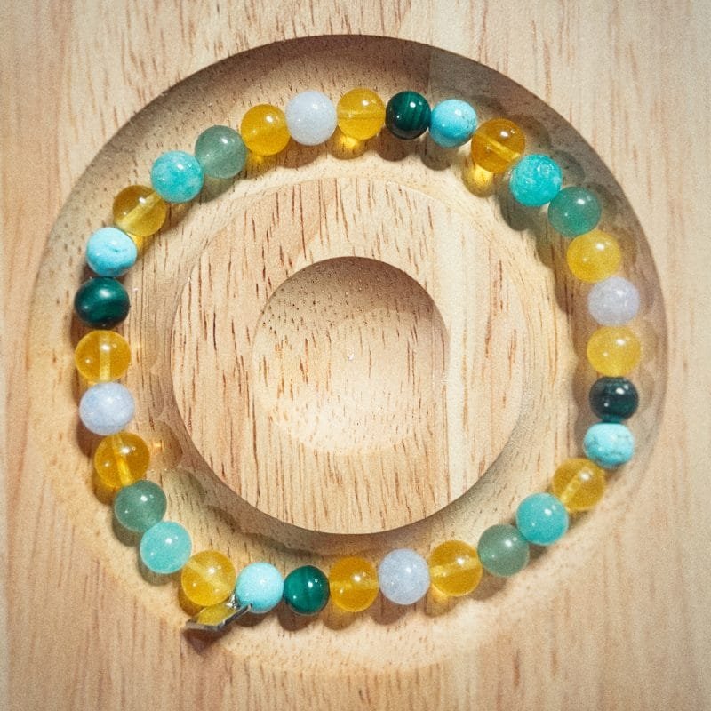 bracelet malachite aigue marine ambre turquoise