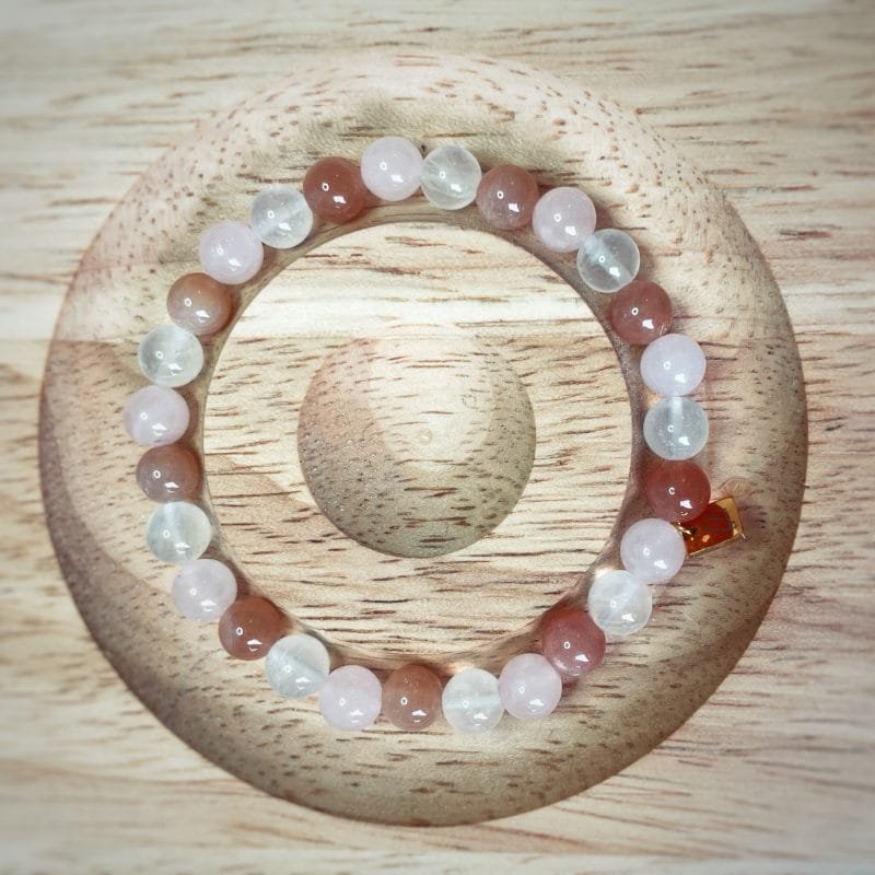 bracelet pierre de lune pierre de soleil quartz rose